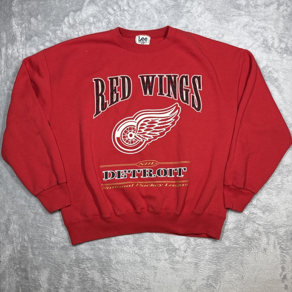 Vintage Lee Sport Detroit Red Wings Sweatshirt Mens XL NHL Hockey‎ Stained 90s